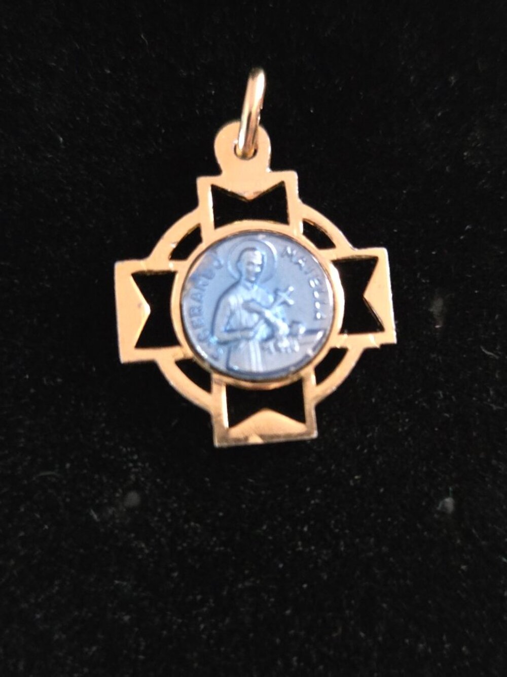 Vintage St. Gerard Catholic Gold Tone 1'' Pendant